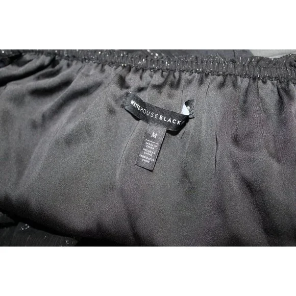 White House Black Market Womens Sparkly Black Off Shoulder Blouse M - Picture 5 of 5